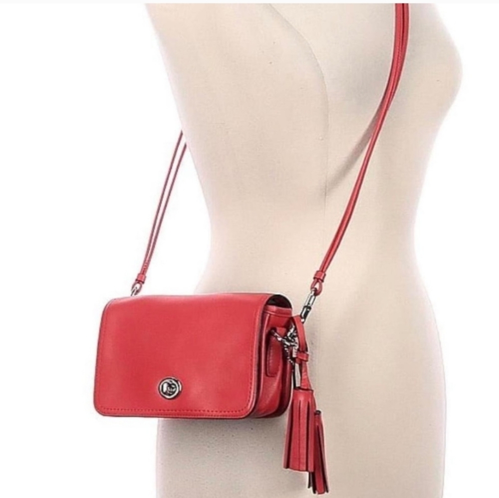 Coach Red Crossbody Bag with Tassel